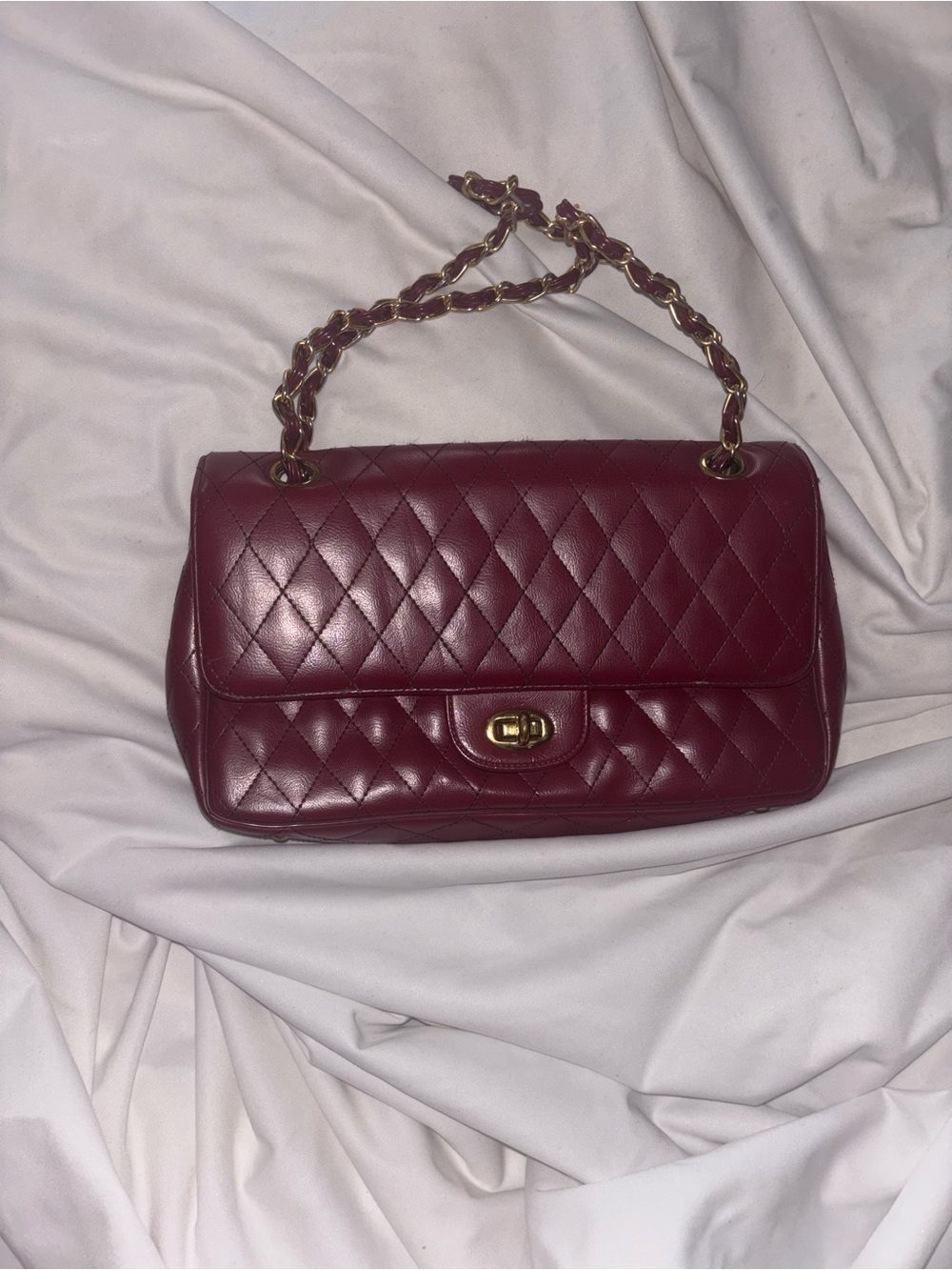Quilted Burgundy Chain-Handle Shoulder Bag
Y2K
Fashion
Bags
Purses
